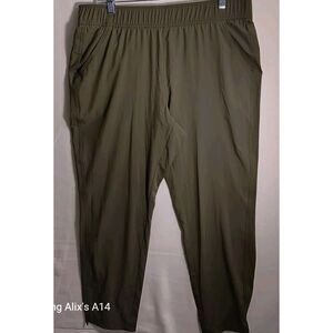 Eddie Bauer Women's L Green Traveler Ankle Pants Pull‎ On Elastic Waist